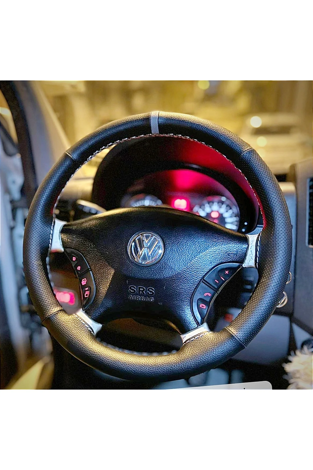 Di?ki?şli? Di?reksi?yon Kilifi Si?yah/noktali Deri? Gri? Yüzük/di?ki?ş Vw Crafter I?çi?n