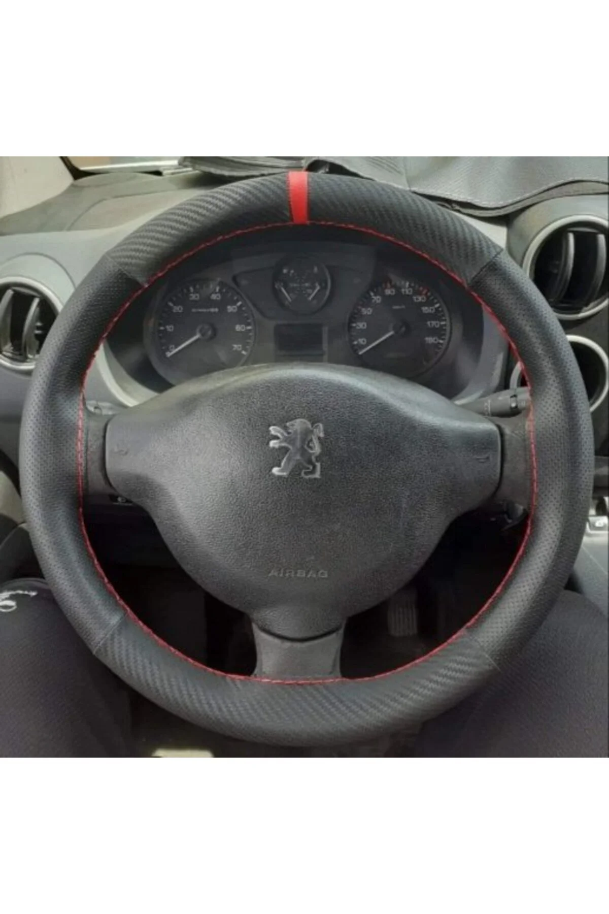 DİKİŞLİ DİREKSİYON KILIFI KARBON / NOKTA DERİ KIRMIZI YÜZÜK KIRMIZI DİKİŞLİ PEUGEOT PARTNER İÇİN DİKİŞLİ DİREKSİYON KILIFI KARBON / NOKTA DERİ KIRMIZI YÜZÜK KIRMIZI DİKİŞLİ PEUGEOT PARTNER İÇİN