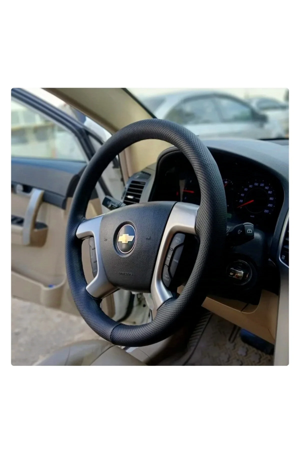 Dikişli Direksiyon Kılıfı Noktalı Deri Siyah Dikişli Chevrolet Ca