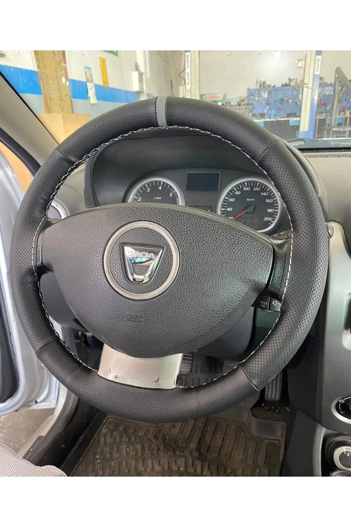 DİKİŞLİ DİREKSİYON KILIFI NOKTALI DAMARLI DERİ GRİ DİKİŞ/YÜZÜK DA
