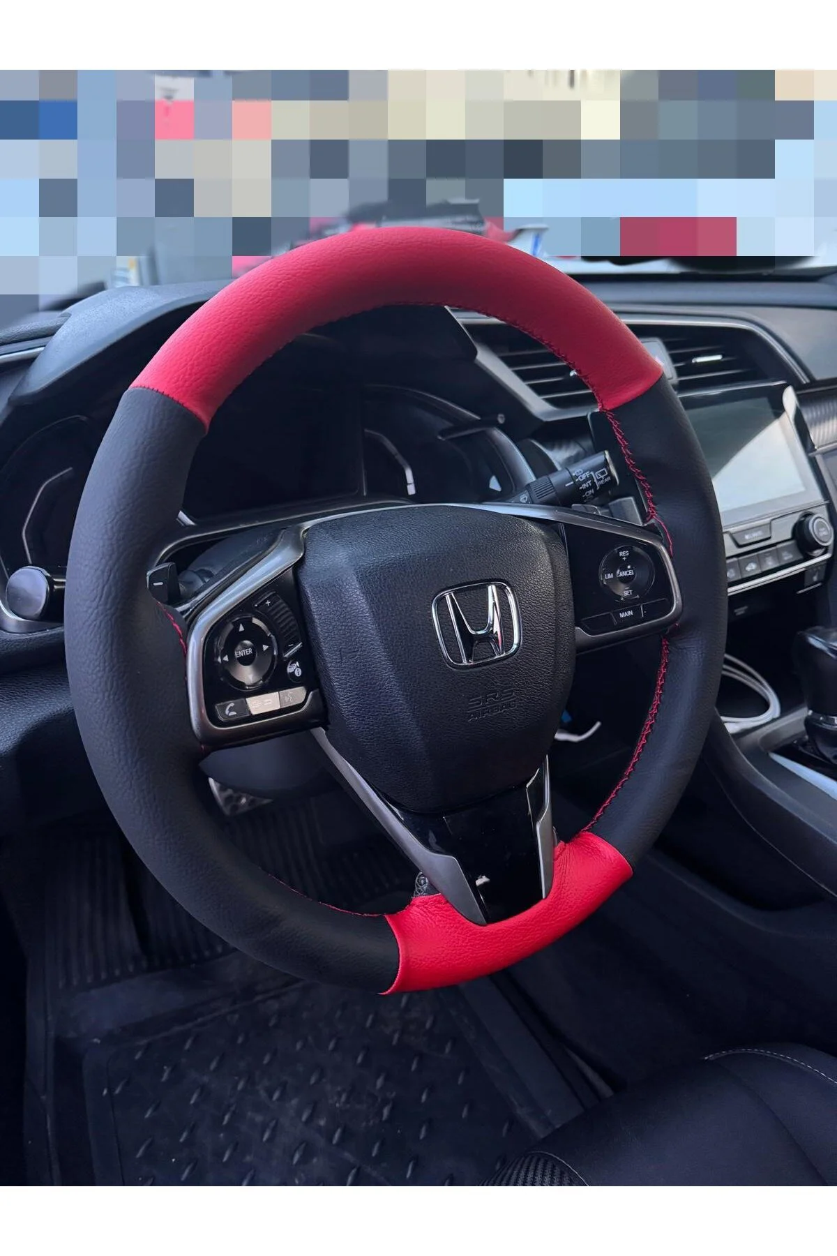 DİKİŞLİ DİREKSİYON KILIFI KIRMIZI / SİYAH DERİ KIRMIZI DİKİŞLİ HONDA CİVİC 2017-2025 ARASI İÇİN DİKİŞLİ DİREKSİYON KILIFI KIRMIZI / SİYAH DERİ KIRMIZI DİKİŞLİ HONDA CİVİC 2017-2025 ARASI İÇİN