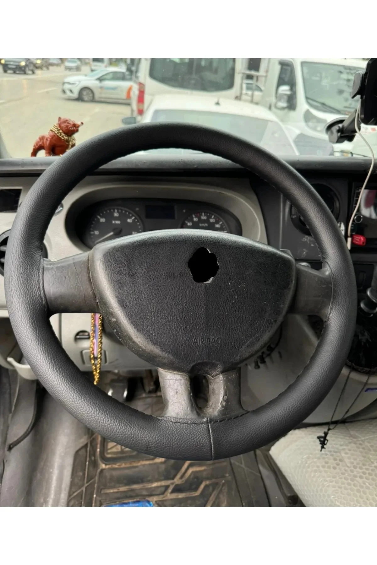 Dikişli Direksiyon Kılıfı Siyah Deri Siyah Dikişli Renault Master İçin