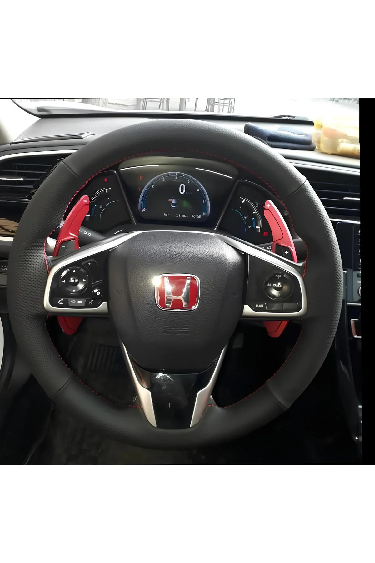 DİKİŞLİ DİREKSİYON KILIFI SİYAH DERİ NOKTALI DERİ KIRMIZI DİKİŞLİ HONDA CİVİC FC5 İÇİN Fiyatı, Yorumları ve Özellikleri