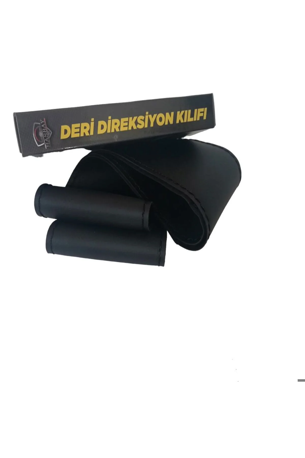 DİKİŞLİ DİREKSİYON KILIFI İTHAL SİYAH DERİ NOKTALI DERİ MAVİ YÜZÜK MAVİ DİKİŞLİ FORD CUSTOM İÇİN