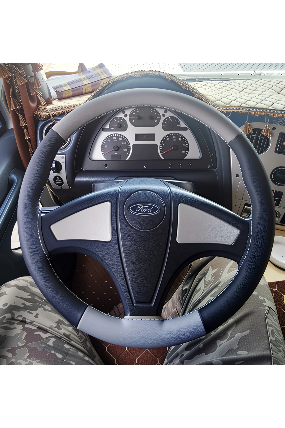 DİKİŞLİ DİREKSİYON KILIFI SİYAH GRİ GRİ DİKİŞLİ FORD TIR KAMYON İÇİN DİKİŞLİ DİREKSİYON KILIFI SİYAH GRİ GRİ DİKİŞLİ FORD TIR KAMYON İÇİN