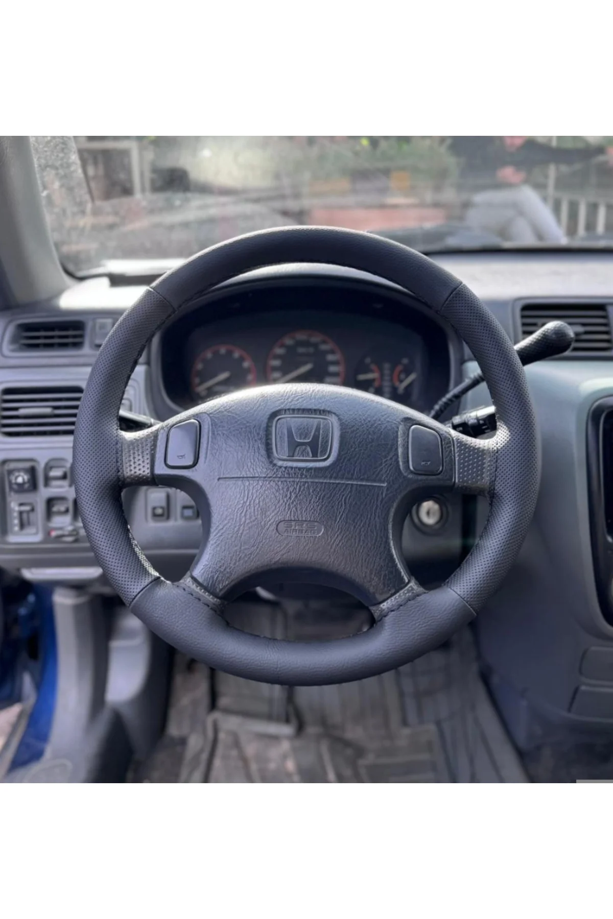 DİKİŞLİ DİREKSİYON KILIFI SİYAH / NOKTALI SİYAH DİKİŞLİ HONDA CR-V / CİVİC LS İÇİN