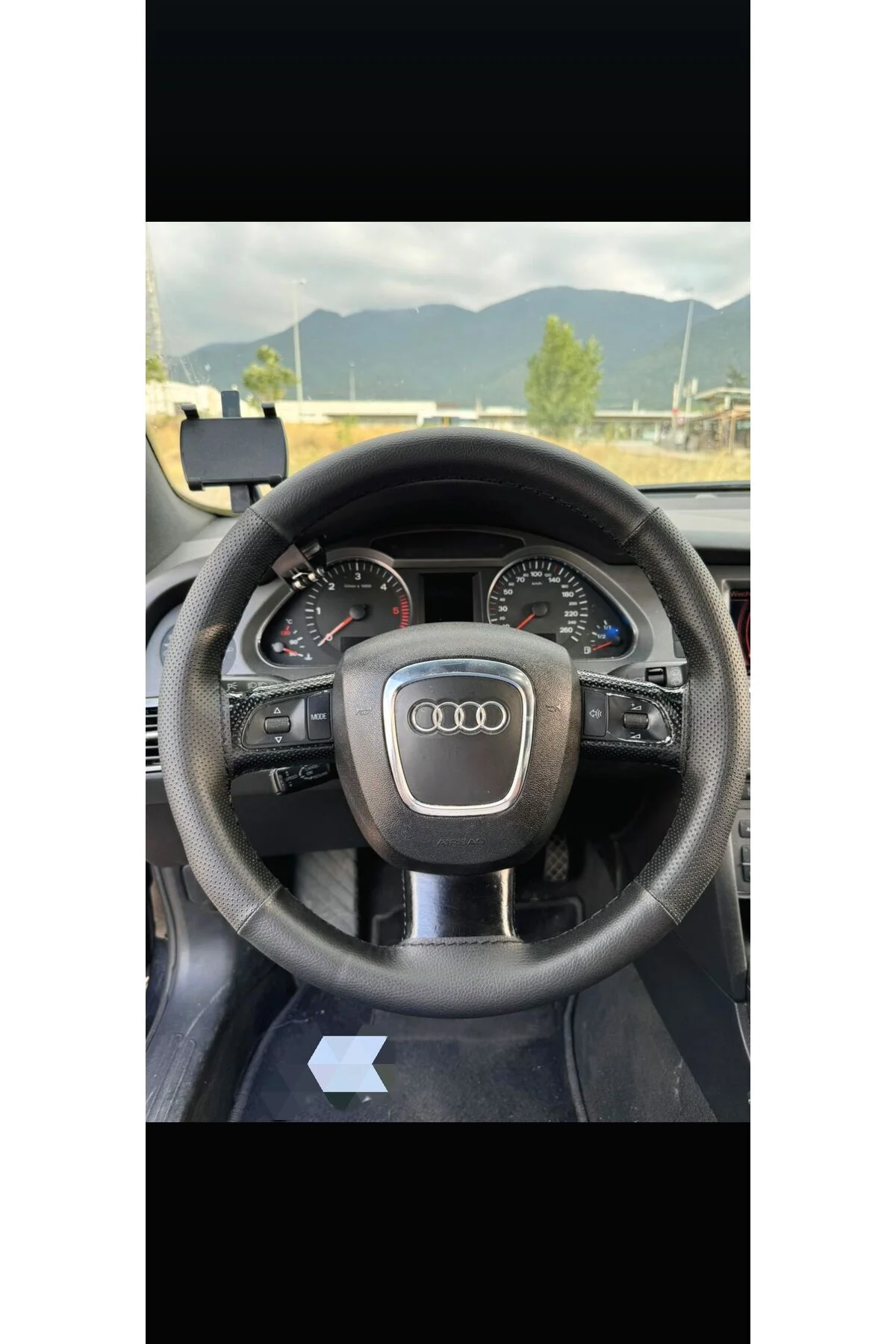 Dikişli Direksiyon Kılıfı Damarlı/noktalı Deri Siyah Dikişli Audi