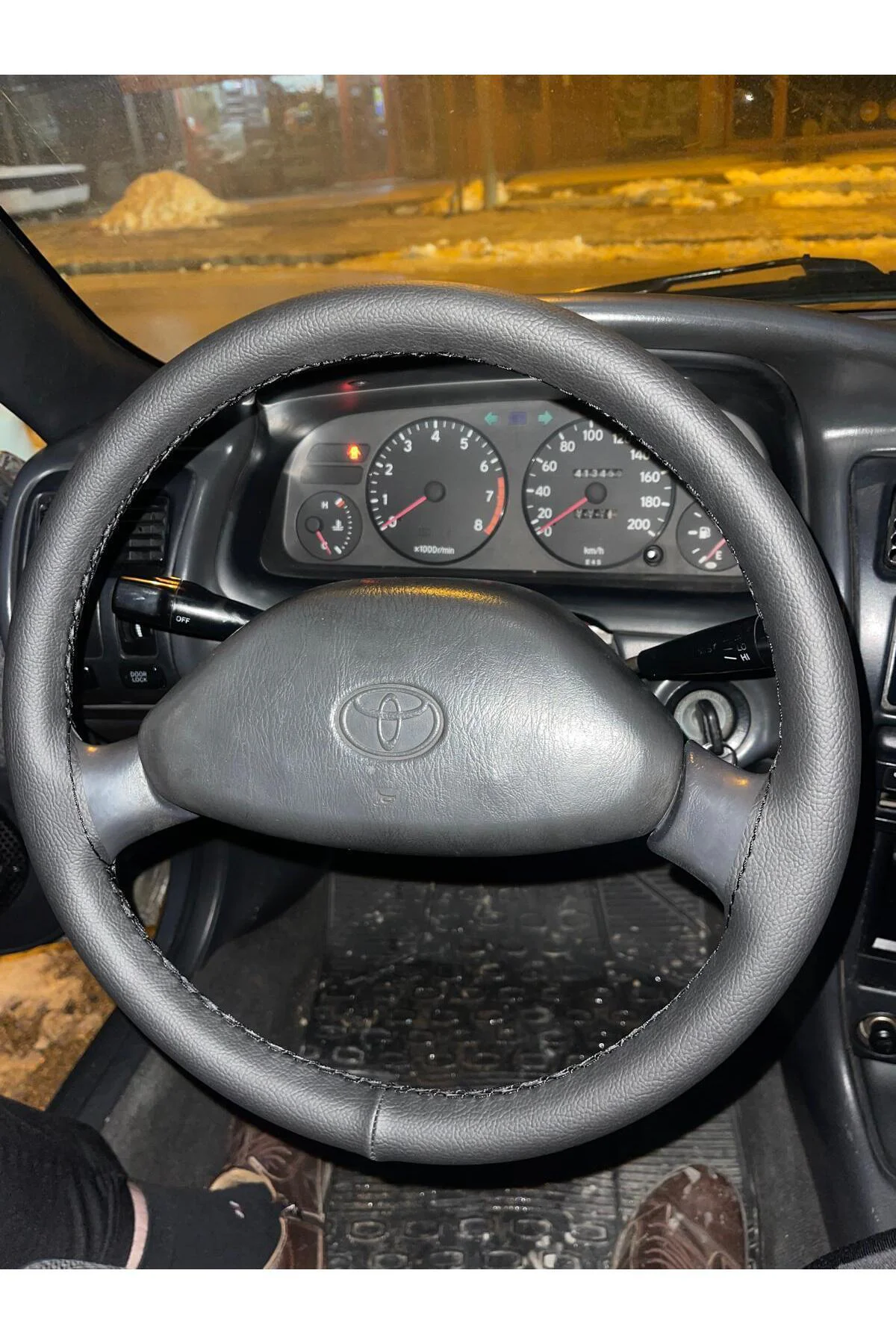 Dikişli Direksiyon Kılıfı Siyah Deri Siyah Dikişli Toyota Corolla 1.3 Xl İçin