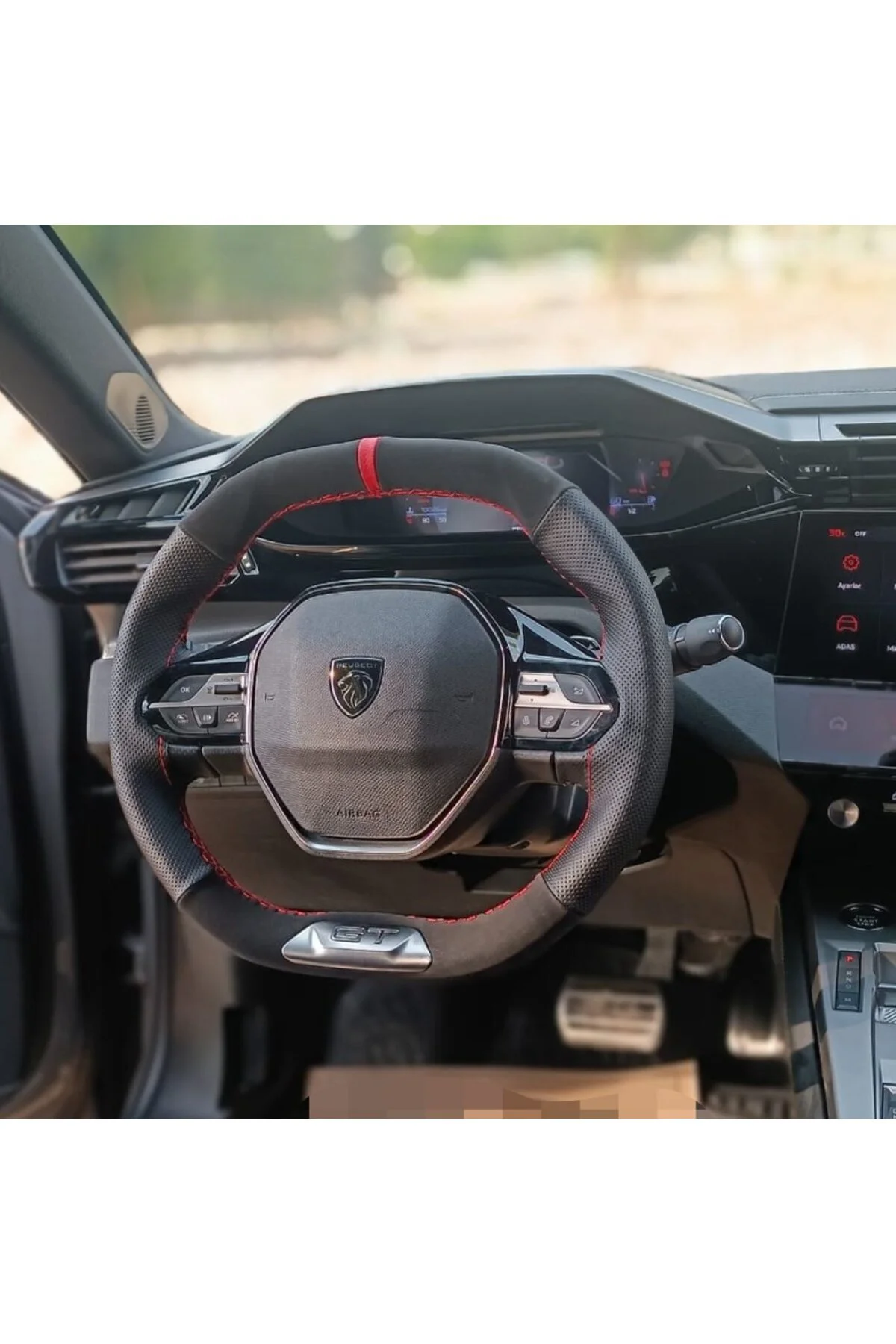 DİKİŞLİ DİREKSİYON KILIFI NUBUK / NOKTA DERİ KIRMIZI YÜZÜK KIRMIZI DİKİŞLİ PEUGEOT 406 İÇİN