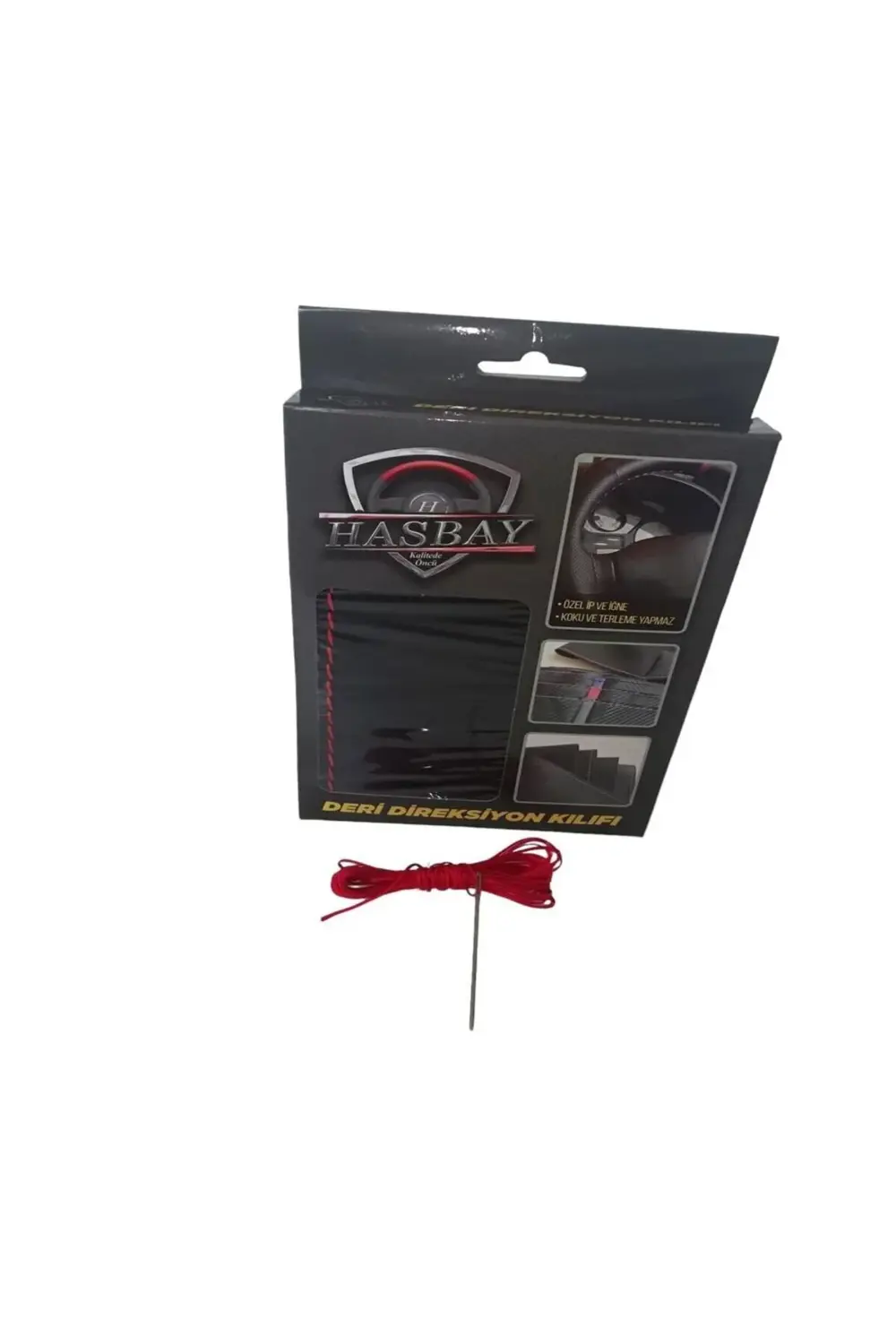 DİKİŞLİ DİREKSİYON KILIFI NOKTALI SİYAH KIRMIZI DİKİŞLİ DACİA LOD