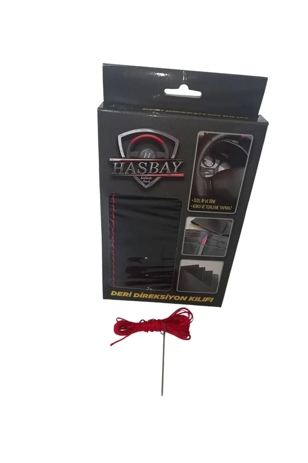 DİKİŞLİ DİREKSİYON KILIFI NUBUK NOKTALI DERİ KIRMIZI YÜZÜK KIRMIZ