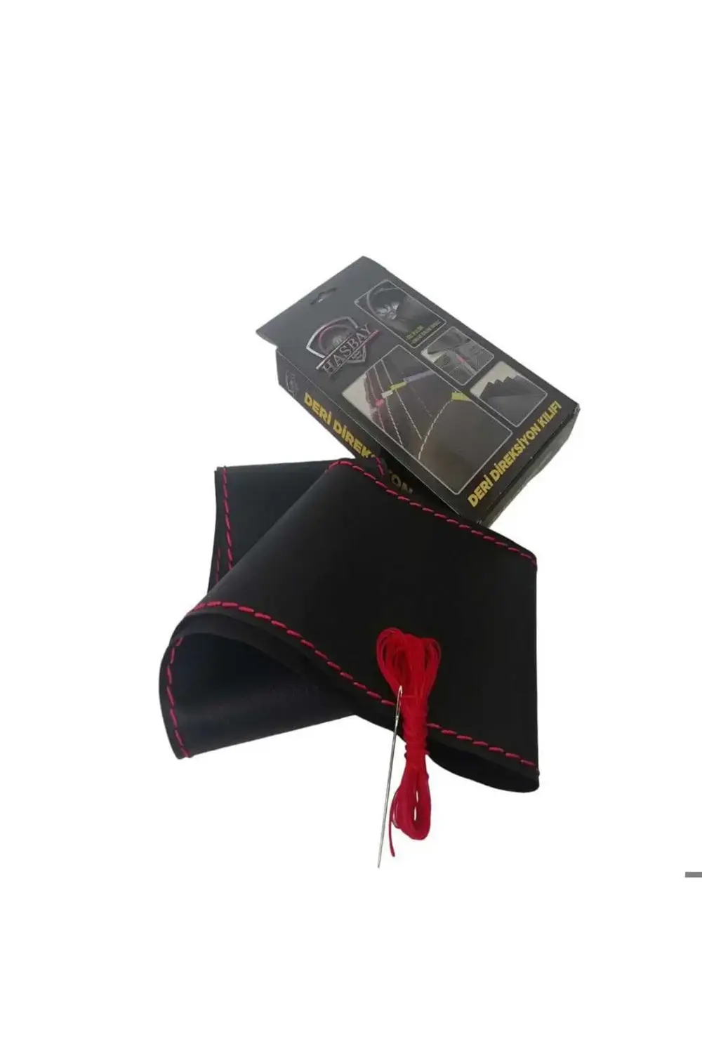 DİKİŞLİ DİREKSİYON KILIFI SİYAH DERİ KIRMIZI DİKİŞLİ FIAT EGEA İÇ