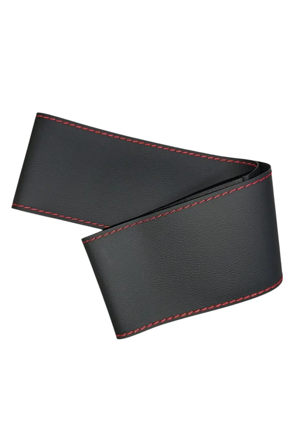 DİKİŞLİ DİREKSİYON KILIFI SİYAH DERİ NOKTALI DERİ KIRMIZI DİKİŞLİ