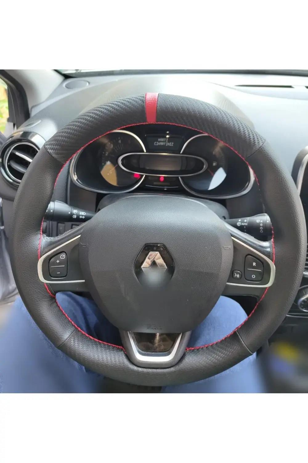 DİKİŞLİ DİREKSİYON KILIFI SİYAH KARBON KIRMIZI YÜZÜK KIRMIZI DİKİ