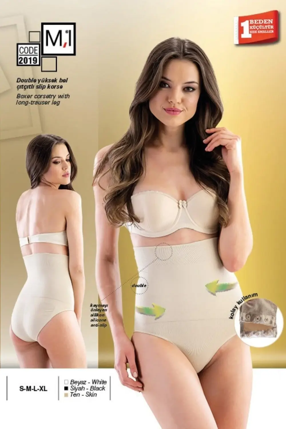 Dikişsiz Alttan Çıtçıtlı Çift Kat Slip Korse Yeni Sezon