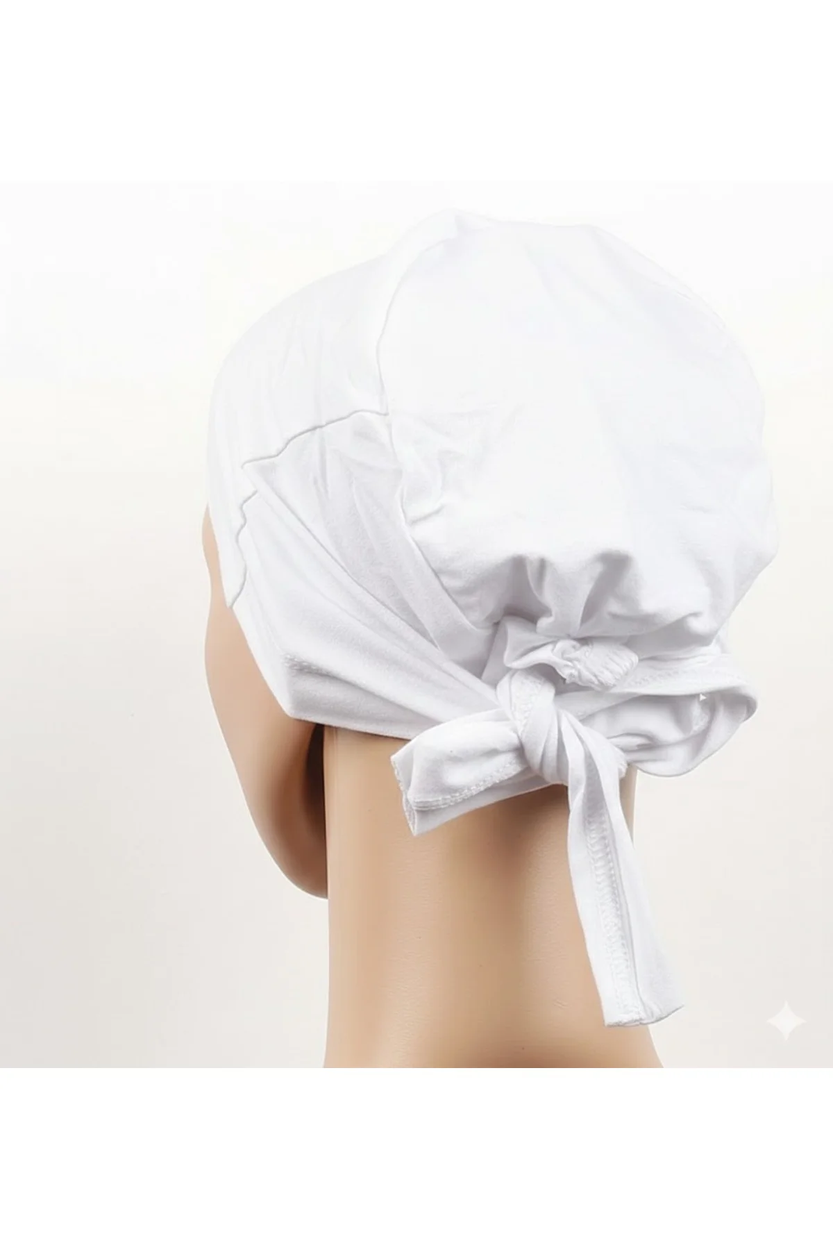 Dikişsiz Bağlamalı Tesettür Bone - Bağlamalı Bandana Beyaz 5 Adet