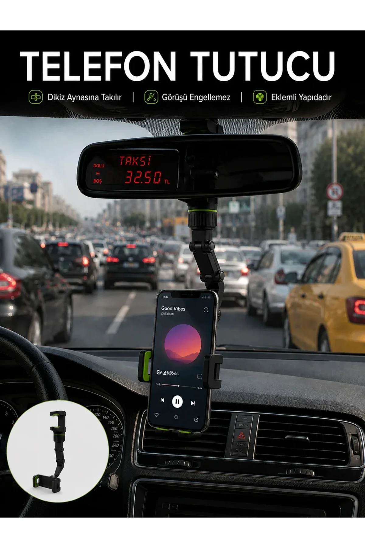 Dikiz Aynası Telefon Tutucu Katlanabilir Ayarlanabilir Araç İçi Telefon Standı