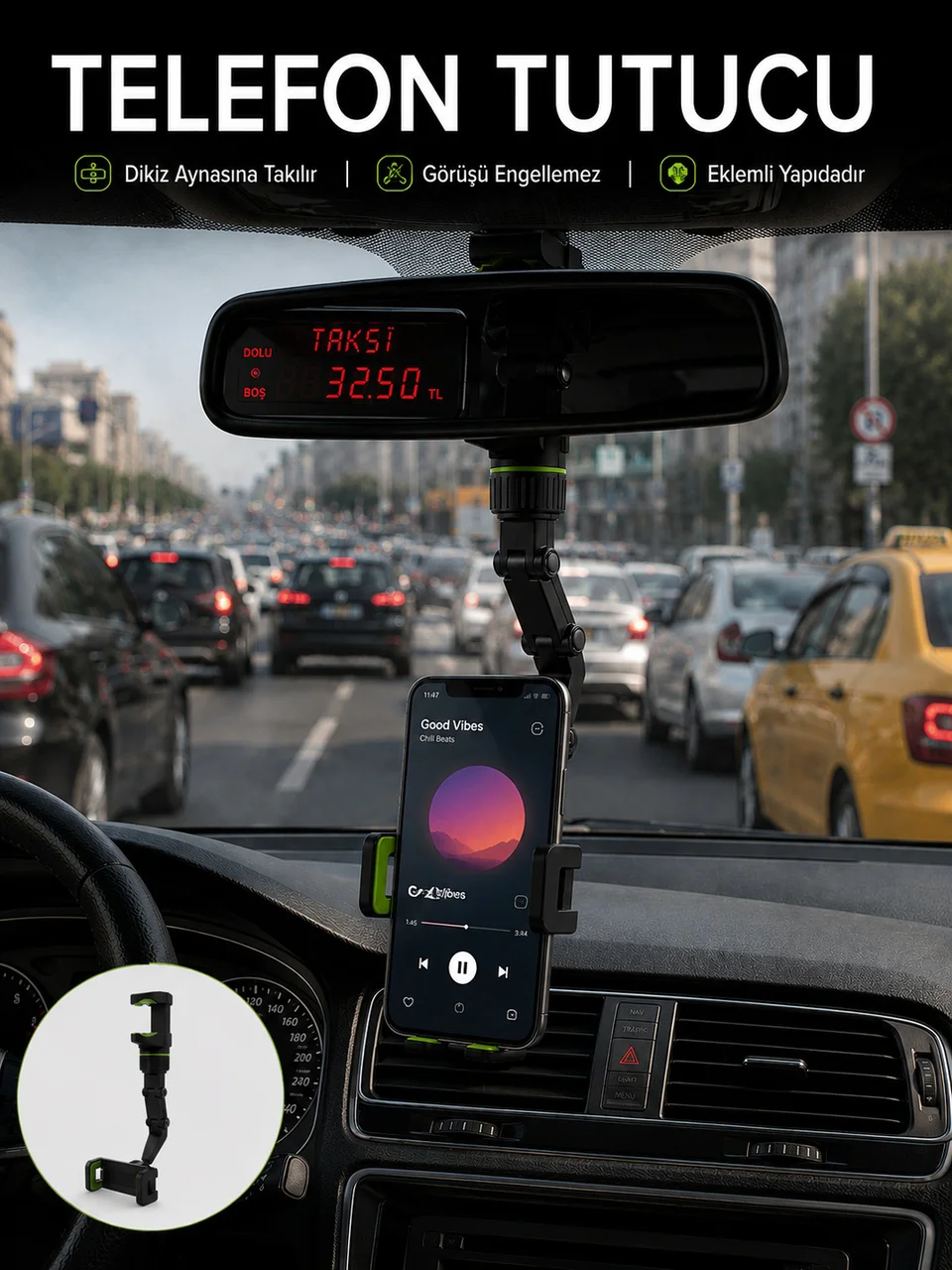 Dikiz Aynası Telefon Tutucu Katlanabilir Ayarlanabilir Araç İçi Telefon Standı - Lisinya Fiyatı, Yorumları ve Özellikleri