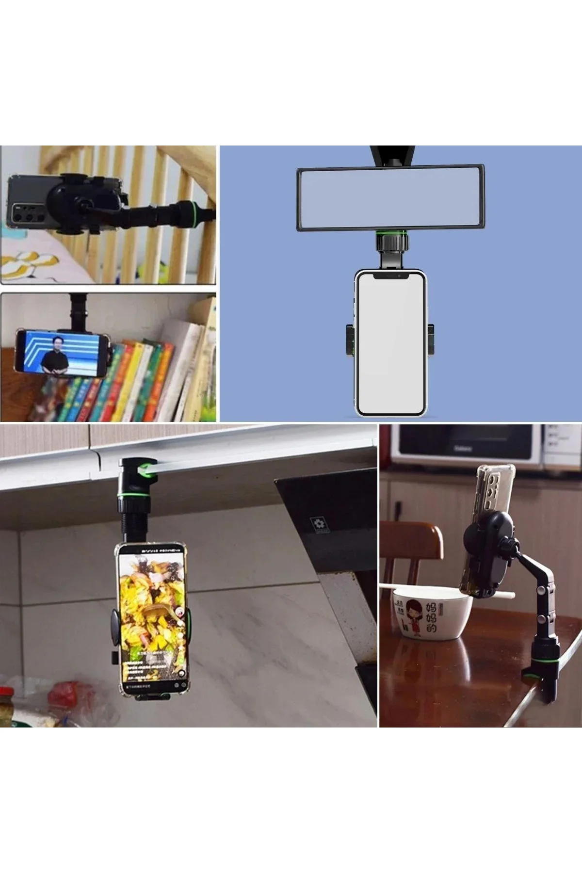Dikiz Aynasına Takılabilen Eklemli Telefon Tutucu Aparat