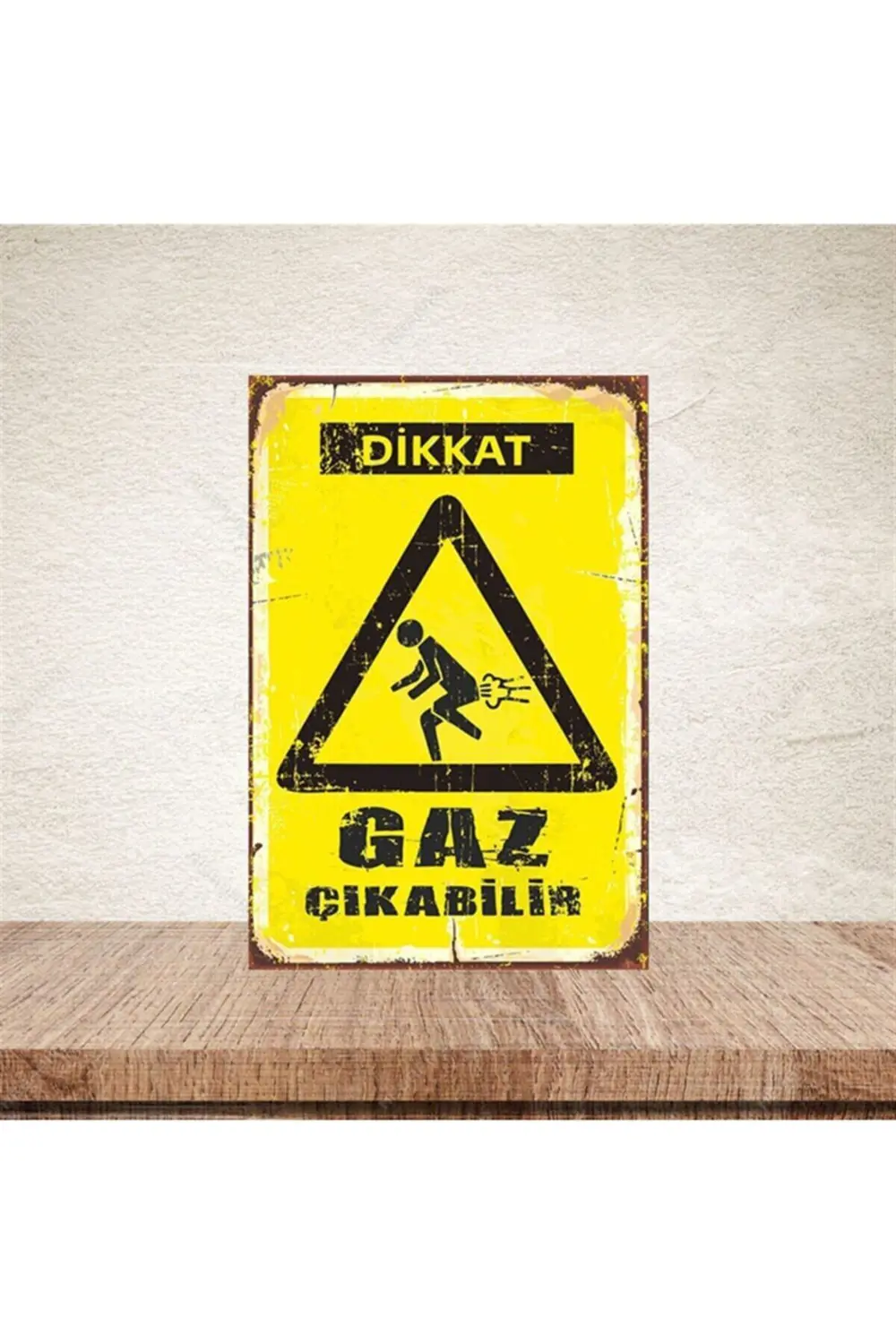 Dikkat Gaz Çıkabilir 20-30 Cm Retro Ahşap Poster