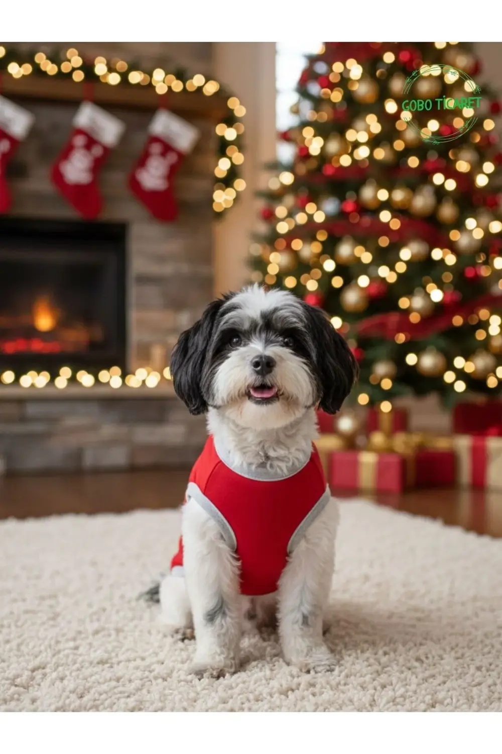 Dikkat Kedi Çıkabilir Baskılı Kırmızı Kedi ve Köpek Kıyafeti Elbi