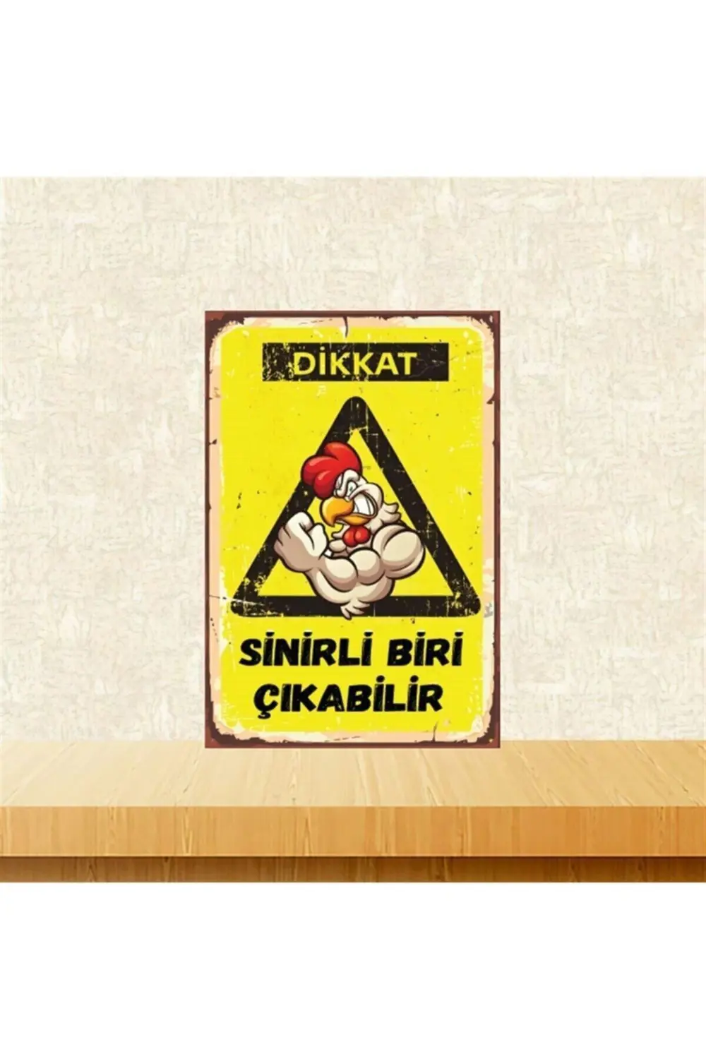 Dikkat Sinirli Biri Çıkabilir 20-30 Cm Retro Ahşap Poster Tkfx440