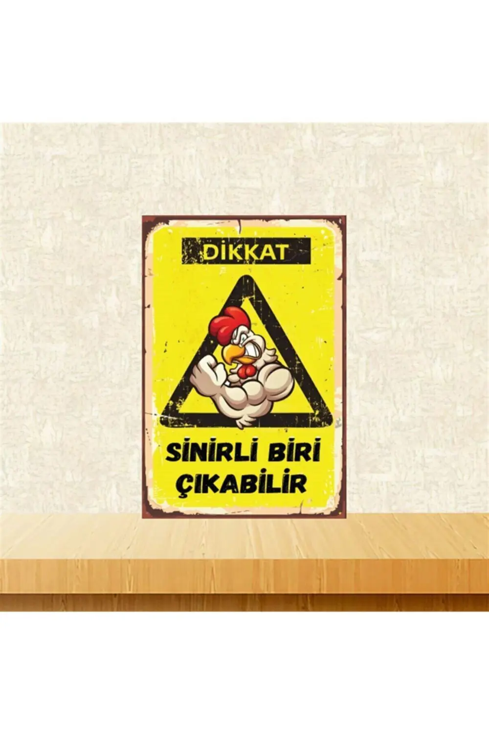 Dikkat Sinirli Biri Çıkabilir 20-30 Cm Retro Ahşap Poster Tkfx440