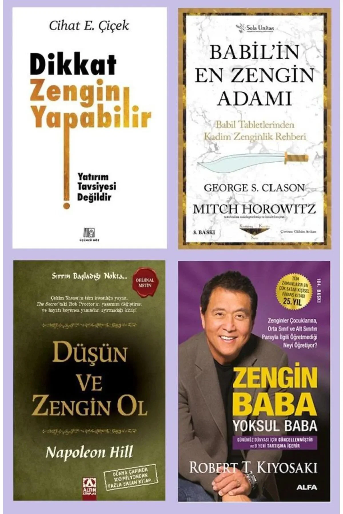 DIKKAT ZENGIN YAPABILIR+BABILIN EN ZENGIN ADAMI+DUSUN VE ZENGIN OL+ZENGIN BABA YOKSUL BABA=4 SET