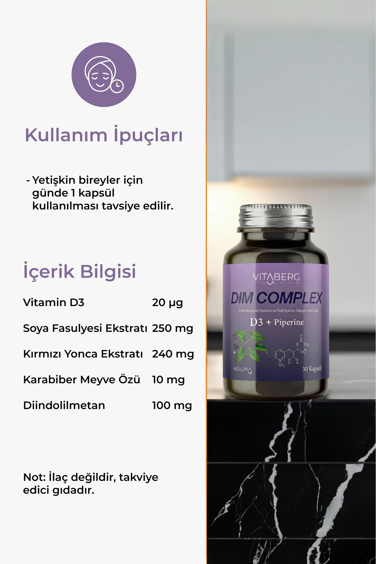 Dim Complex 30 Kapsül | DIM 100 mg, D3 ve Bitkisel Ekstreler İçer