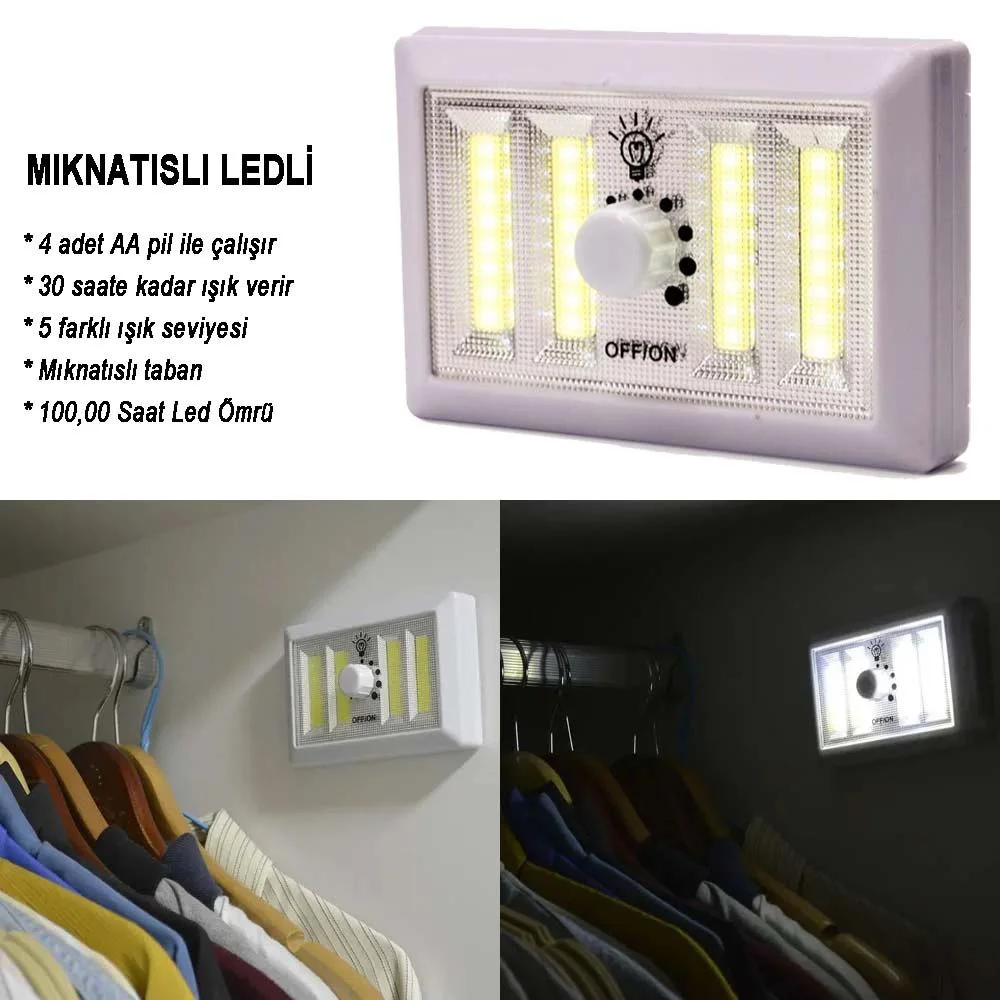 Dimmerli Ayarlanabilir LED Lamba WT-383 | 4 COB LED, Mıknatıslı Taşınabilir Işık Fiyatı, Yorumları ve Özellikleri
