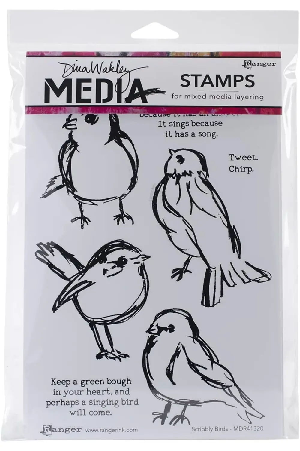 Dina Wakley Media Kuşlu Kauçuk Damga 1178227