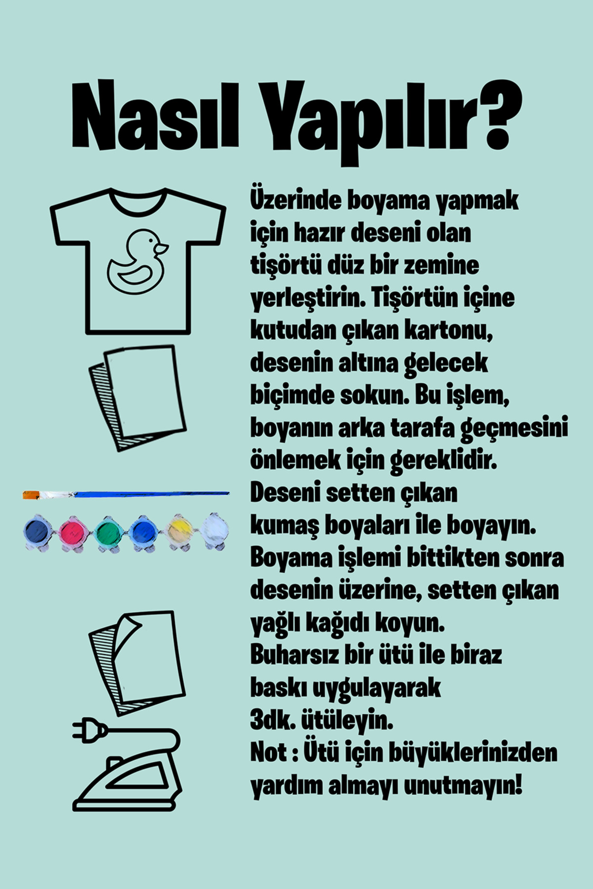 Dinazor Desenli Çocuklar Için Tişört Boyama Seti Full Set