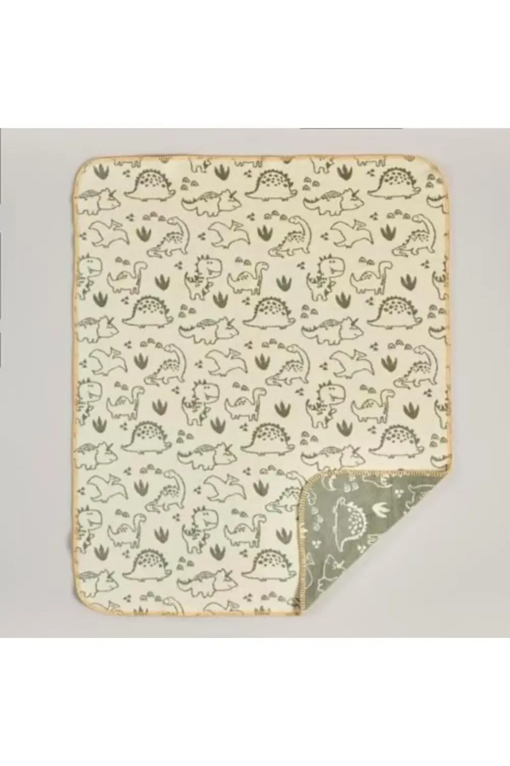 Dino Hayvan Baskılı%60 Pamuk%33 Akrilik%7 Bebek Battaniye, Haki,