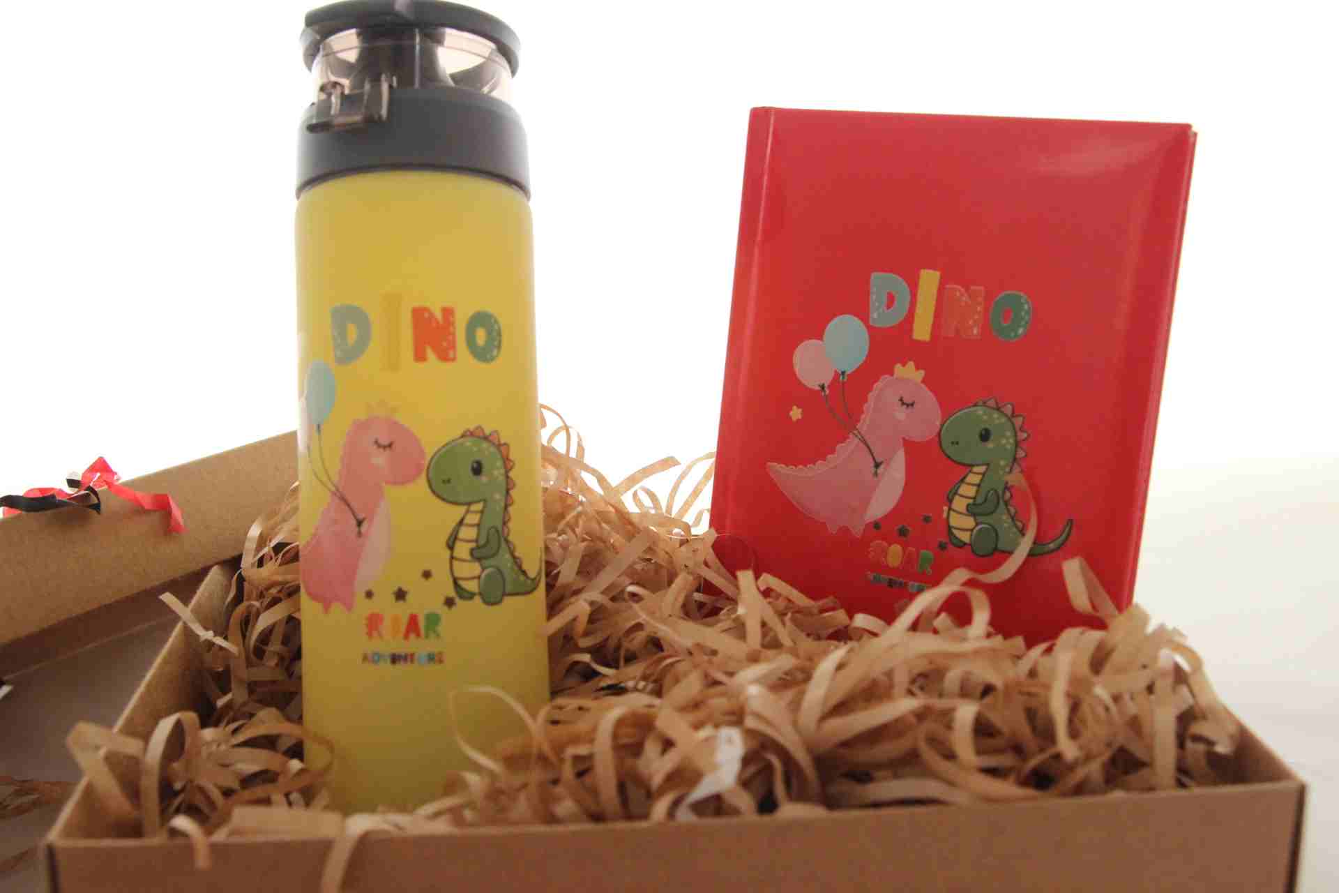 İhtiyaçavm Dino Hediye Seti - Baskılı Termos Ve  Kırmızı Defter Hediye Kutusu