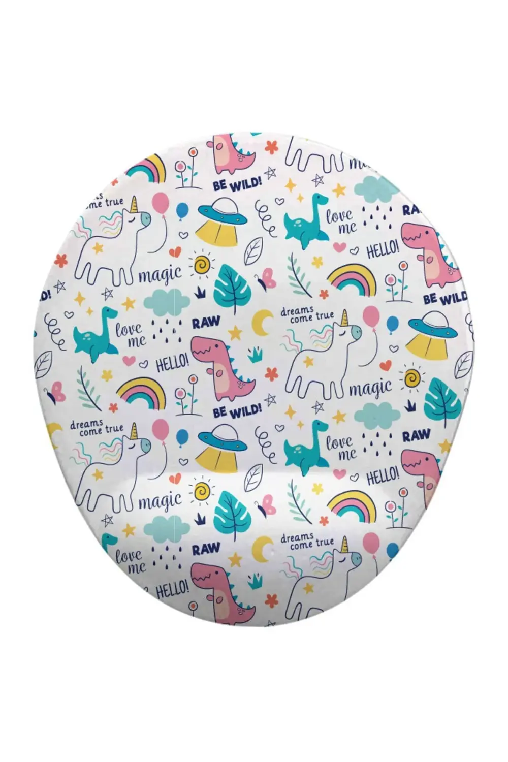 Dino Unicorn Oval Bilek Destekli Mouse Pad