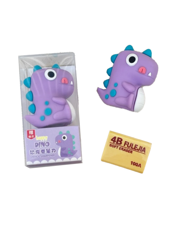 Limmy Dinozor Kalemtraş 3D Şekilli Silikon Kalemtraş - Mor