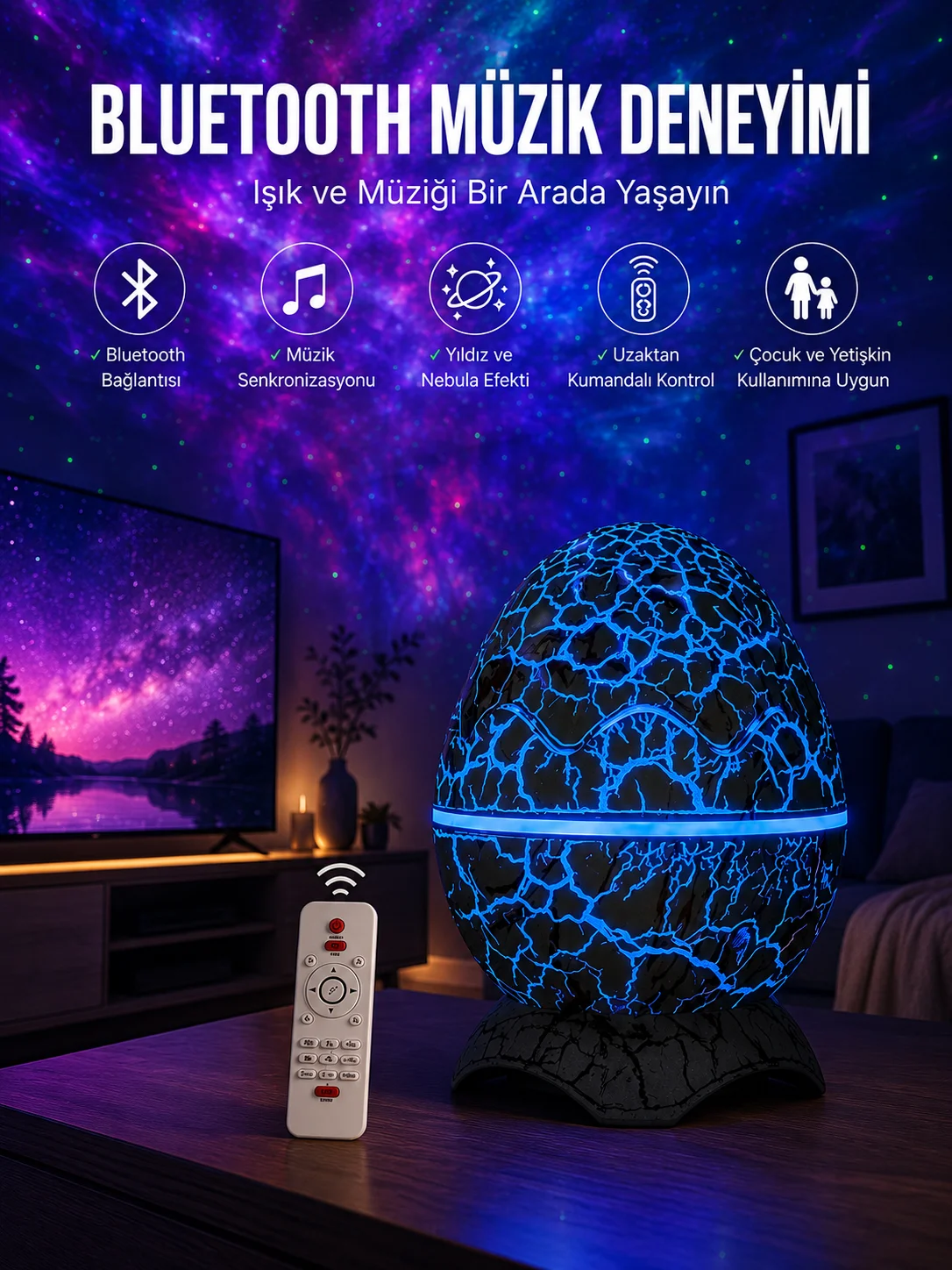 Dinozor Speaker Renk Değiştirme Projeksiyon Modu Bluetooth Hoparlör Gece Lambası Yeni Nesil
