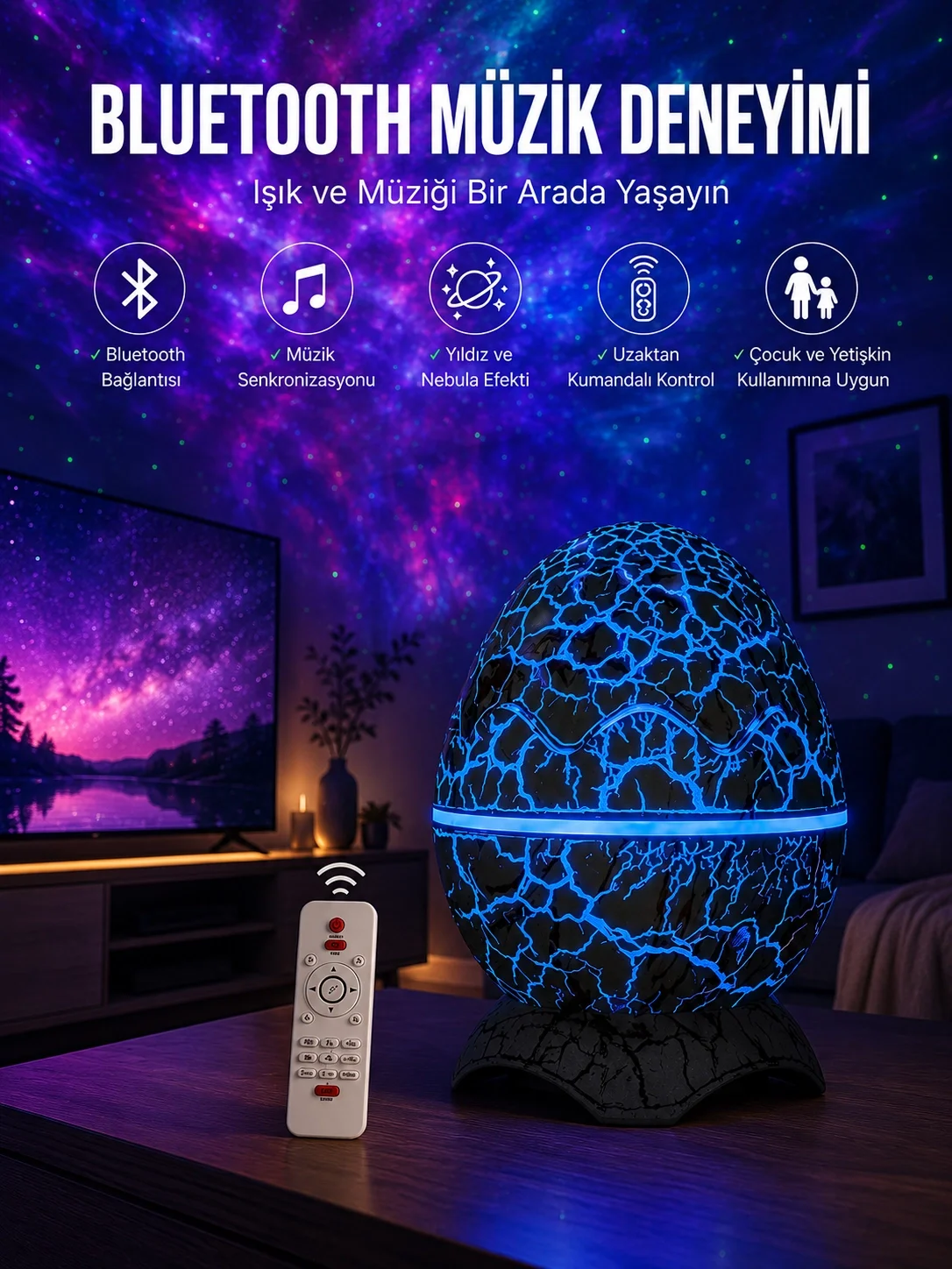 Dinozor Speaker Renk Değiştirme Projeksiyon Modu Bluetooth Hoparlör Gece Lambası Yeni Nesil