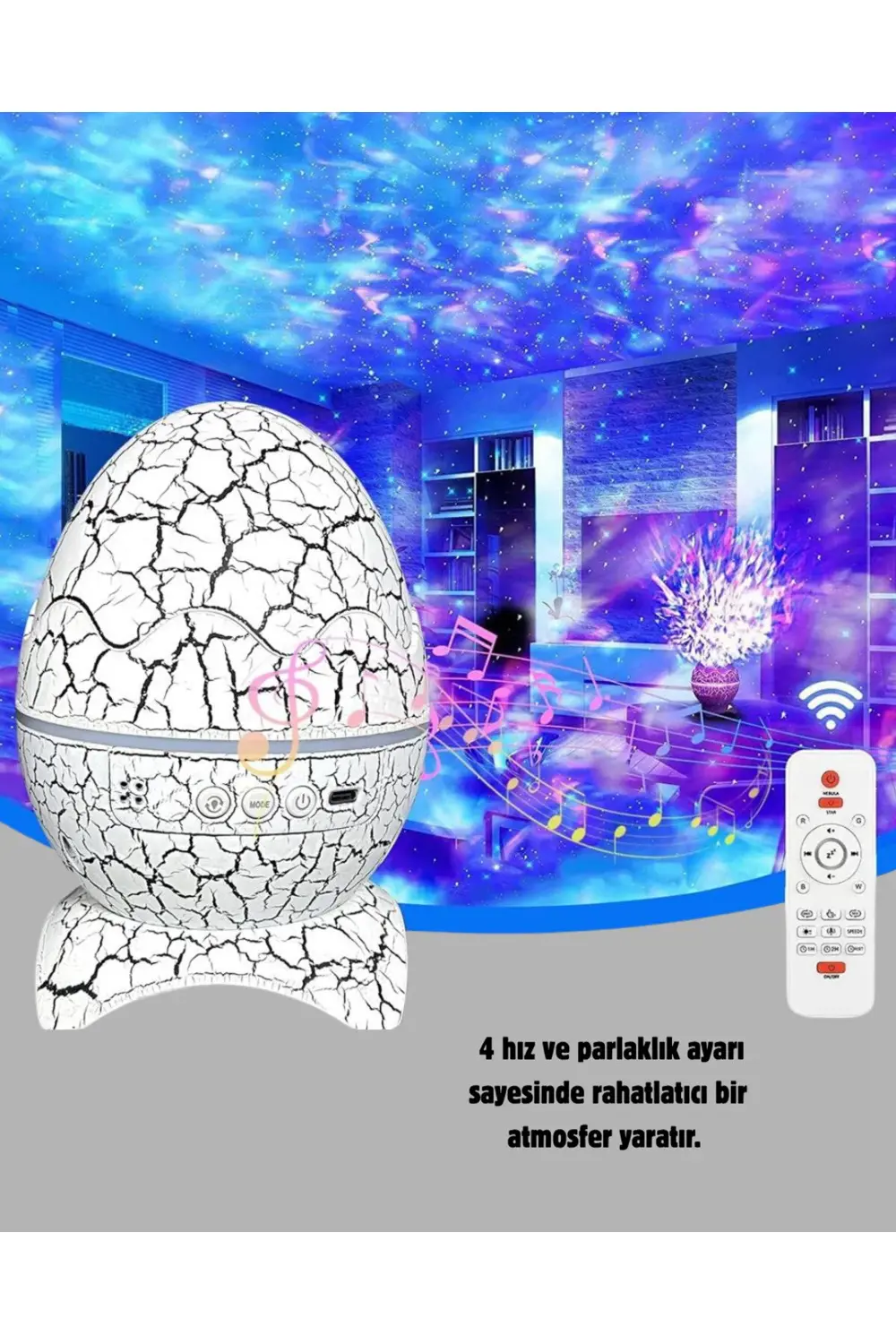 Dinozor Yumurta Gece Lambası Projektör – 14 Renk Seçeneği