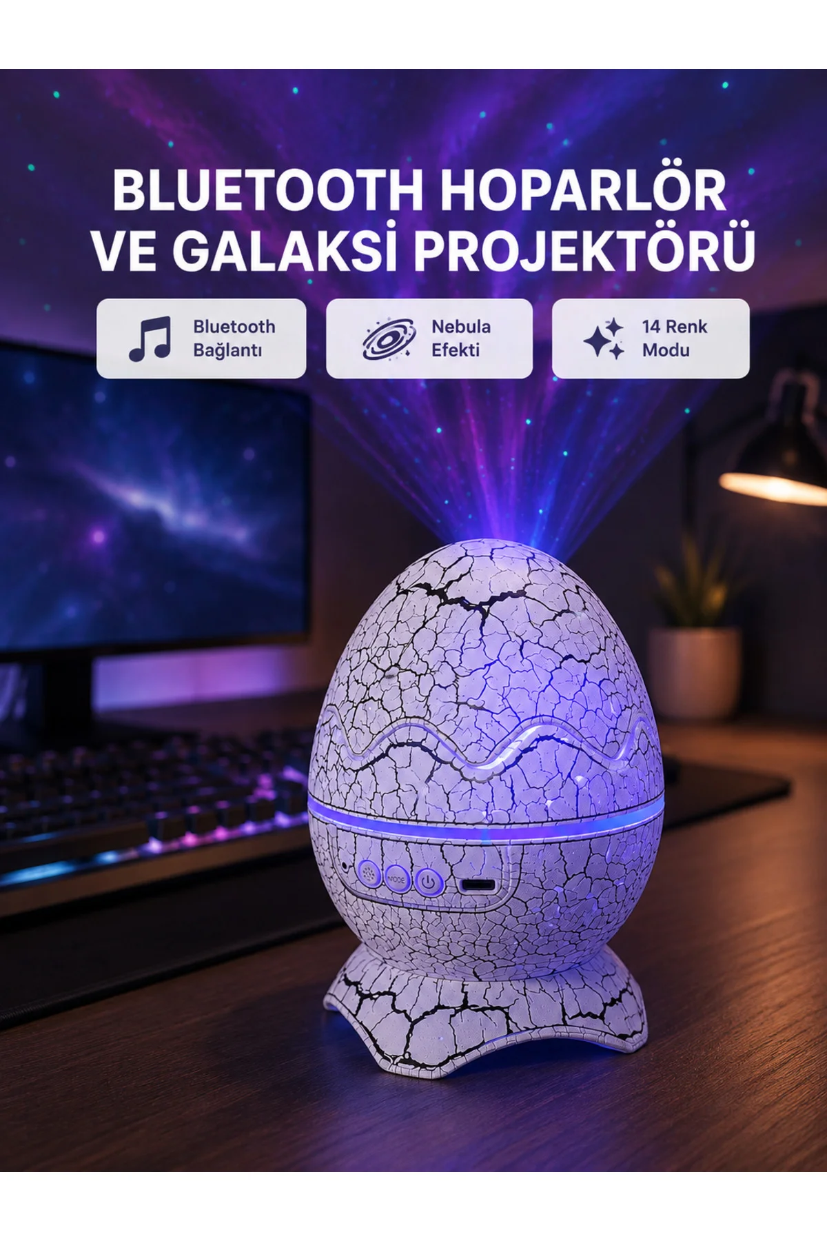 Dinozor Yumurta Gece Lambası Projektör – 14 Renk Seçeneği Dinozor Yumurta Gece Lambası Projektör – 14 Renk Seçeneği