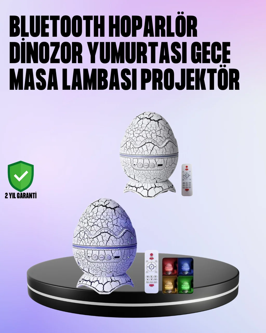 Dinozor Yumurtası Galaksi Projektör Gece Lambası 4'ü 1 Arada Blue