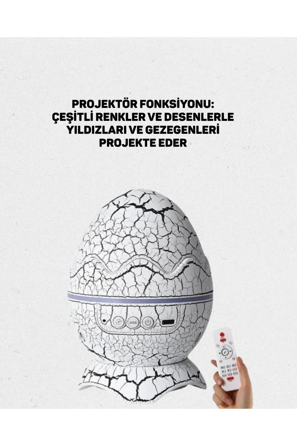 Dinozor Yumurtası Galaksi Projektör Gece Lambası 4'ü 1 Arada – Bl