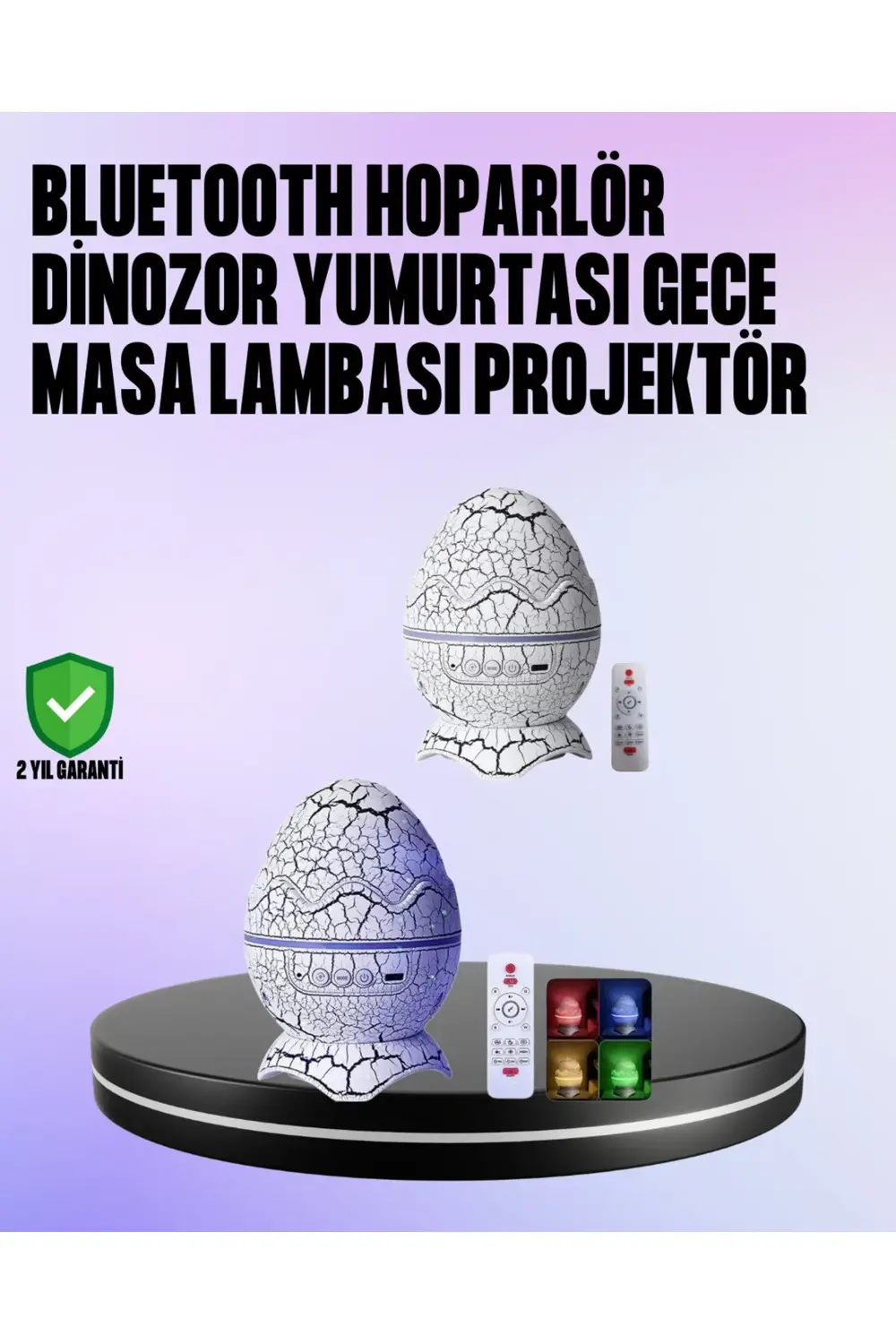 Dinozor Yumurtası Galaksi Projektör Gece Lambası 4'ü 1 Arada – Bl