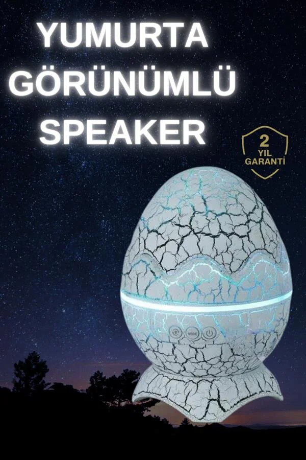 Dinozor Yumurtası Gece Masa Lambası Bluetooth Hoparlör - 14 Renkli Galaksi Projektör