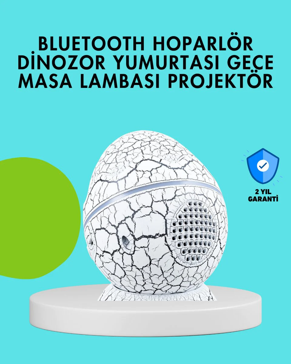 Dinozor Yumurtası Gece Lambası – Müzik ve Işık Senkronizasyonlu, 4'ü Bir Arada Uyku Çözümü