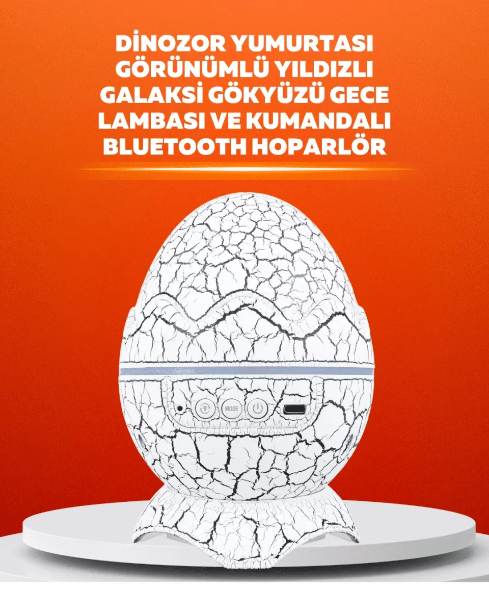 Dinozor Yumurtası Tasarımlı Projektörlü Gece Lambası - Lisinya