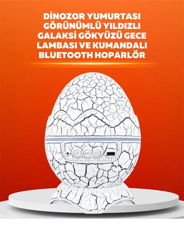 Dinozor Yumurtası Tasarımlı Projektörlü Gece Lambası - Yıldızlı Gökyüzü Etkisi