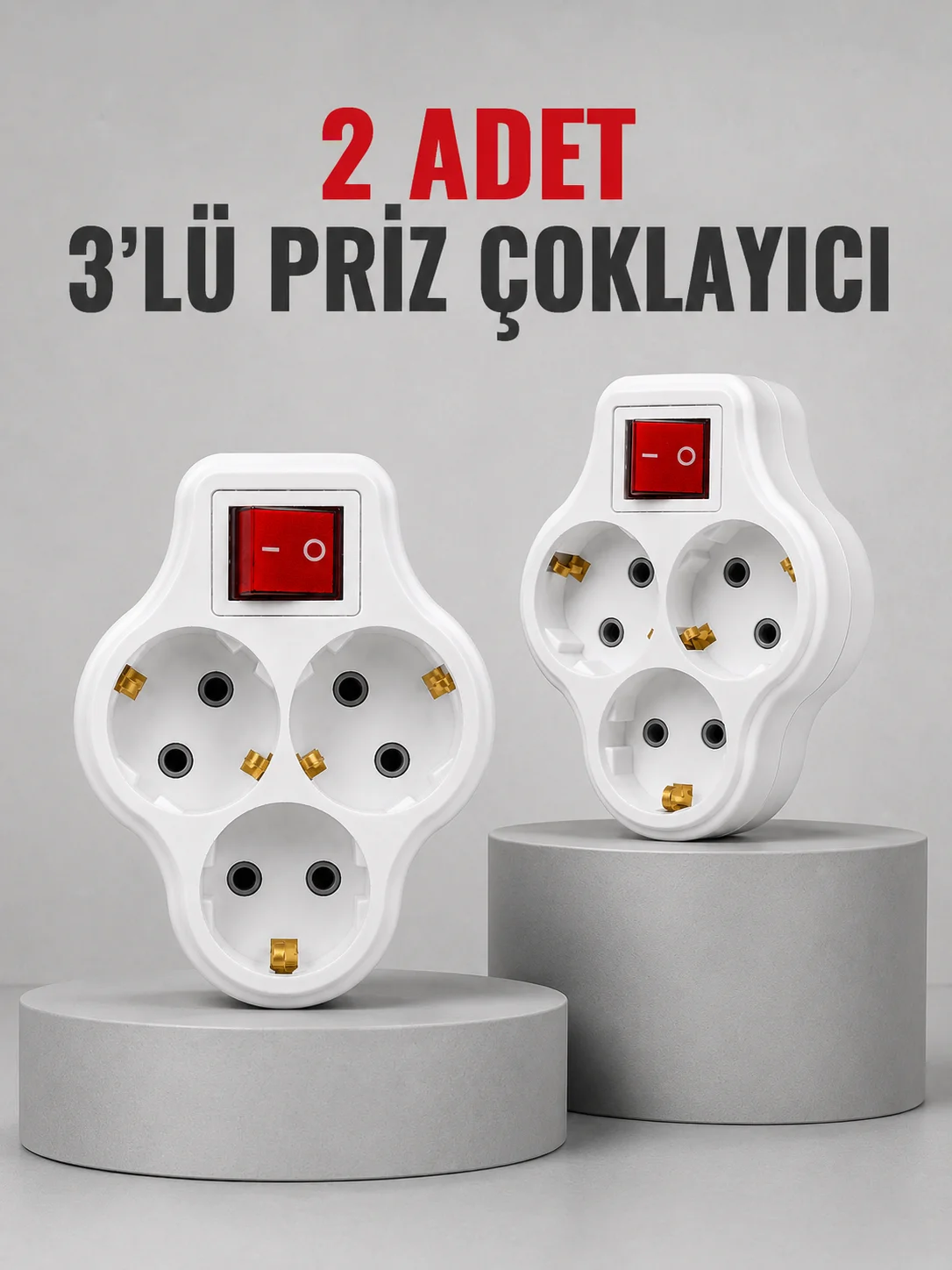 Direkt Duvar Prizine Takılan 3’lü Priz Adaptörü Anahtarlı Priz Çoklayıcı 2 Adet Fiyatı, Yorumları ve Özellikleri