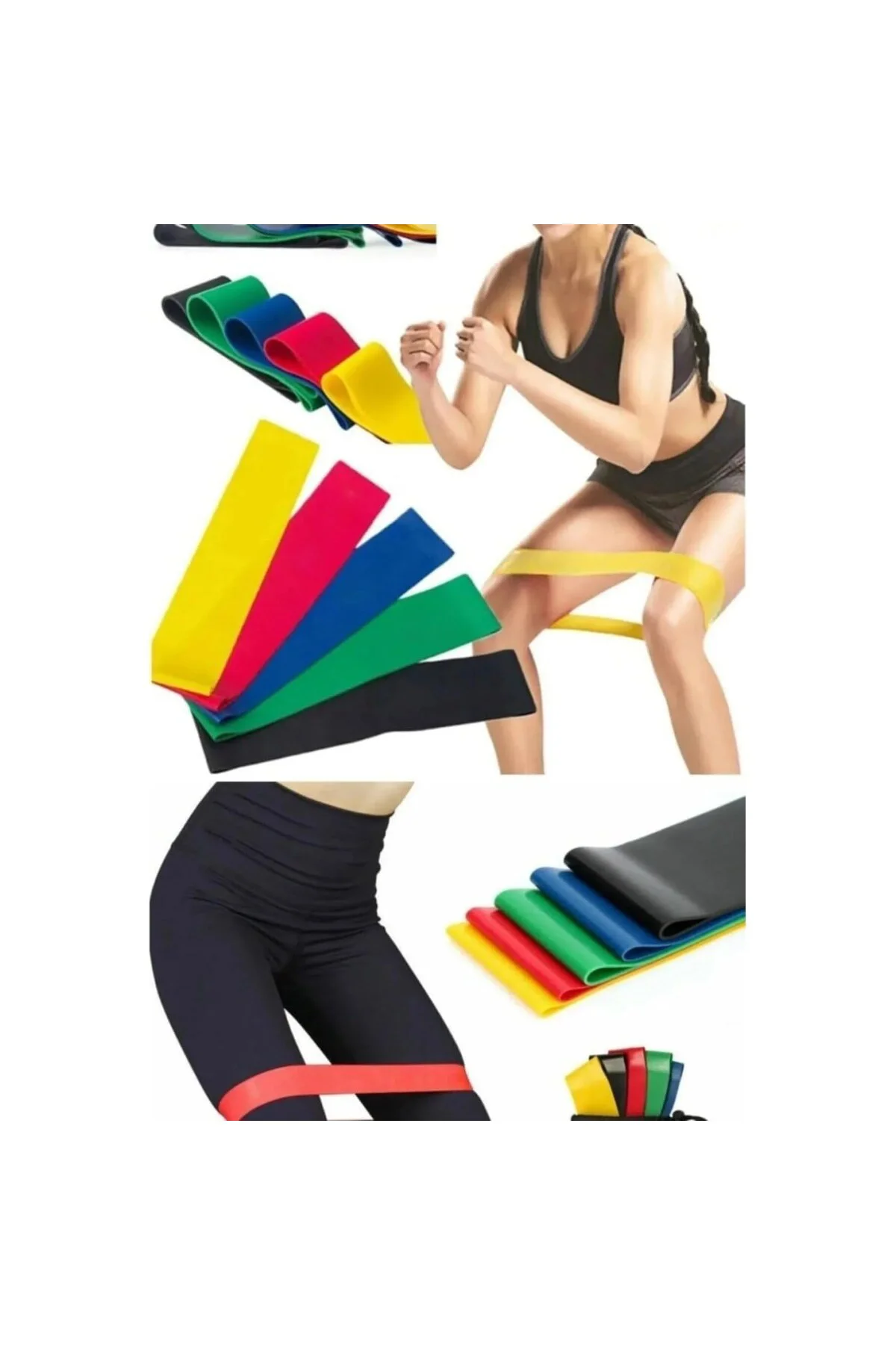 Direnç Bandı 5 Adet Farklı Dirençte Pilates Squat Aerobik Bandı -