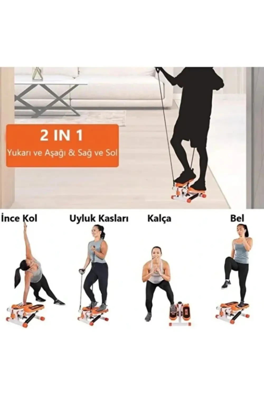 Direnç Lastikli Mini Stepper Egzersiz Aleti